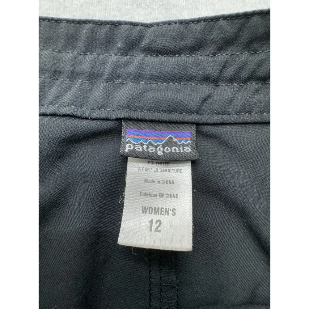 Patagonia Shorts Womens 12 Black Cargo Outdoor Drawstring Waist Pocket Hiking - Picture 6 of 14
